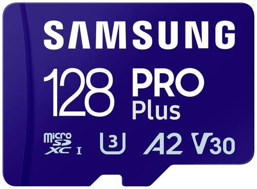 Samsung PRO Plus microSDXC Speicherkarte 128 GB Blau mit SD-Adapter, UHS-I U3, V30, A2 - Bild 1
