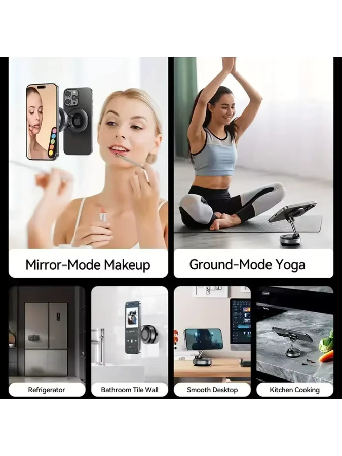 DUTRIEUX Magnetische Handyhalterung und Memotafel in Schwarz mit 360 Grad Drehung und einziehbarer Saugnapf für Monitor, Schreibtisch und Auto - Bild 7