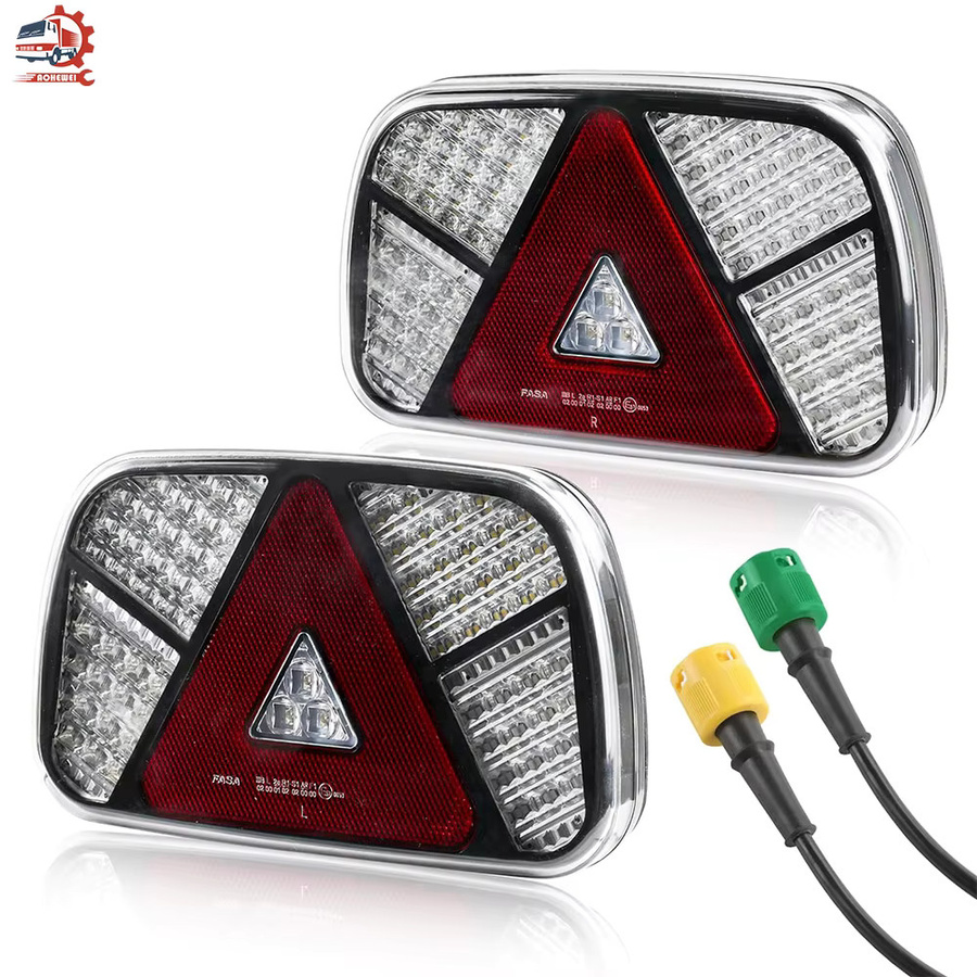 Aohewei Anhänger Rückleuchten Set 2 Stück, Rot, 12V/24V Bremse und Blinker für Caravan mit 30 cm langem 6-adrigem Kabel - Bild 6
