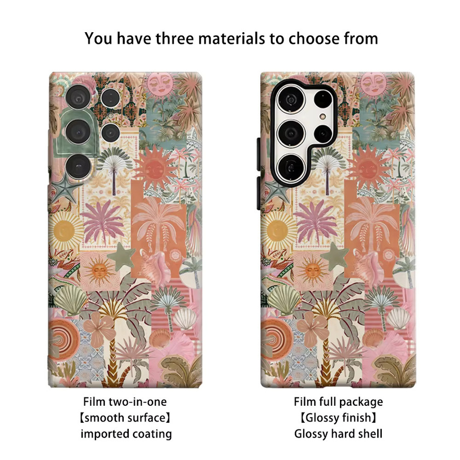 Stoßfeste Doppelschicht Handyhülle mit Tropische Collage Design für Samsung Galaxy S25 Ultra, S24, S23 Ultra und S23 Plus in Multicolour - Bild 2