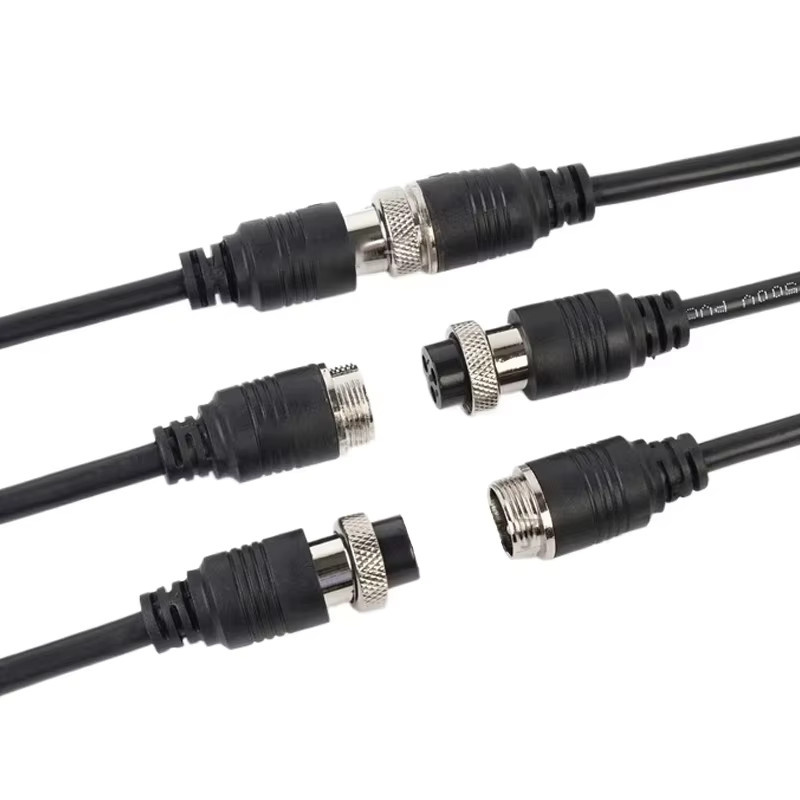 GX16 Luftfahrtstecker mit Kabel als Stecker auf Buchse, Schwarz - Bild 2