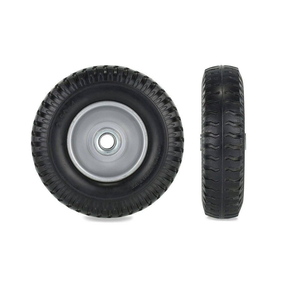 Relaxdays 2er Set Schubkarrenrad aus Vollgummi und Stahl in Schwarz und Grau, Durchmesser: 22 cm, Breite: 6 cm - Bild 2