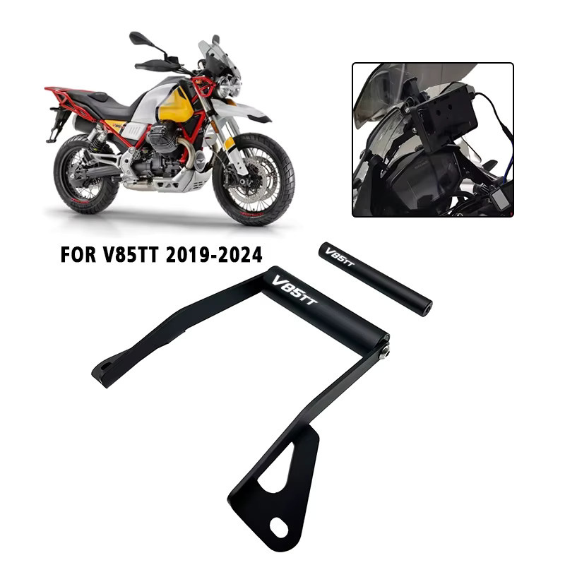 CNC Aluminium GPS-Telefonhalterung und Navigationsständer für Moto Morini V85TT (2019-2023) in Schwarz - Bild 2