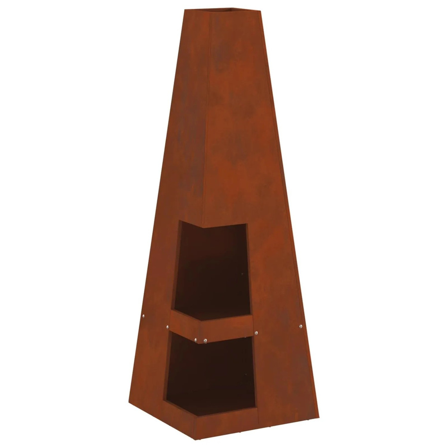 vidaXL Feuerstelle Chiminea aus Wetterstahl in Braun, H x B x T: 100 x 35 x 35 cm - Bild 2