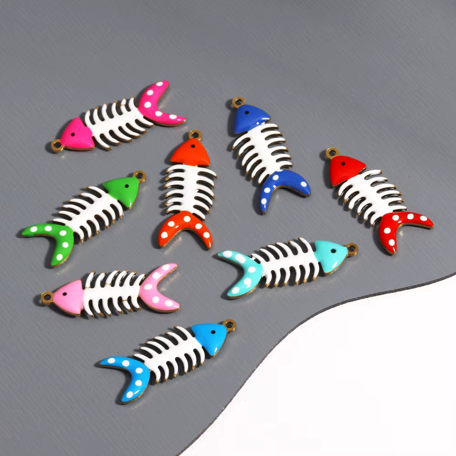 YUYAN Anhänger Fisch, Edelstahl, Emaille, Bunt, 40x8mm, Unisex - Bild 1