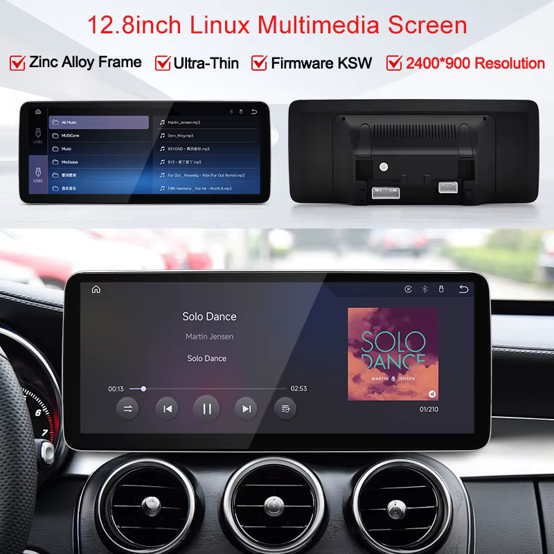 STWEI Linux-Bildschirm mit CarPlay für Mercedes-Benz C-Klasse W205, GLC X253, V, W447, 12,8 Zoll, 2400x900 Auflösung, Schwarz - Bild 2