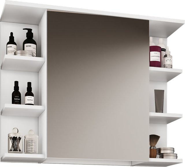 VCM Badschrank Zalo mit Spiegel in Weiß, H x B x T: 64 x 80 x 21 cm - Bild 1
