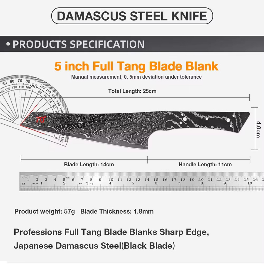 Xituo Kiritsuke Messerrohling aus japanischem Damaststahl mit schwarzer Klinge, handgeschmiedet und wärmebehandelt - Bild 2