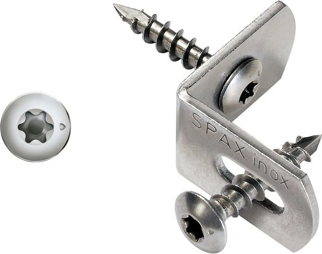 Spax Zaunverbinder Set aus Edelstahl in Silber, 12 Stück, Torx, Durchmesser: 7 mm, Länge: 35 mm - Bild 1