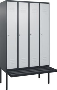C+P Spind Classic PLUS Garderobenschrank mit Sitzbank, 4 Abteile, Schwarzgrau, B/T/H: 212 x 120 x 81,5 cm - Bild 1