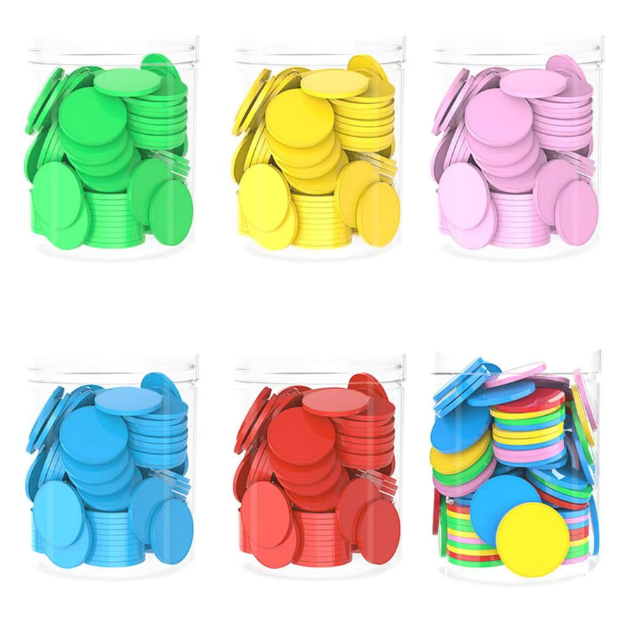 Plastik-Zählchips, 100-teiliges Set, bunt, Lehrmittel - Bild 3