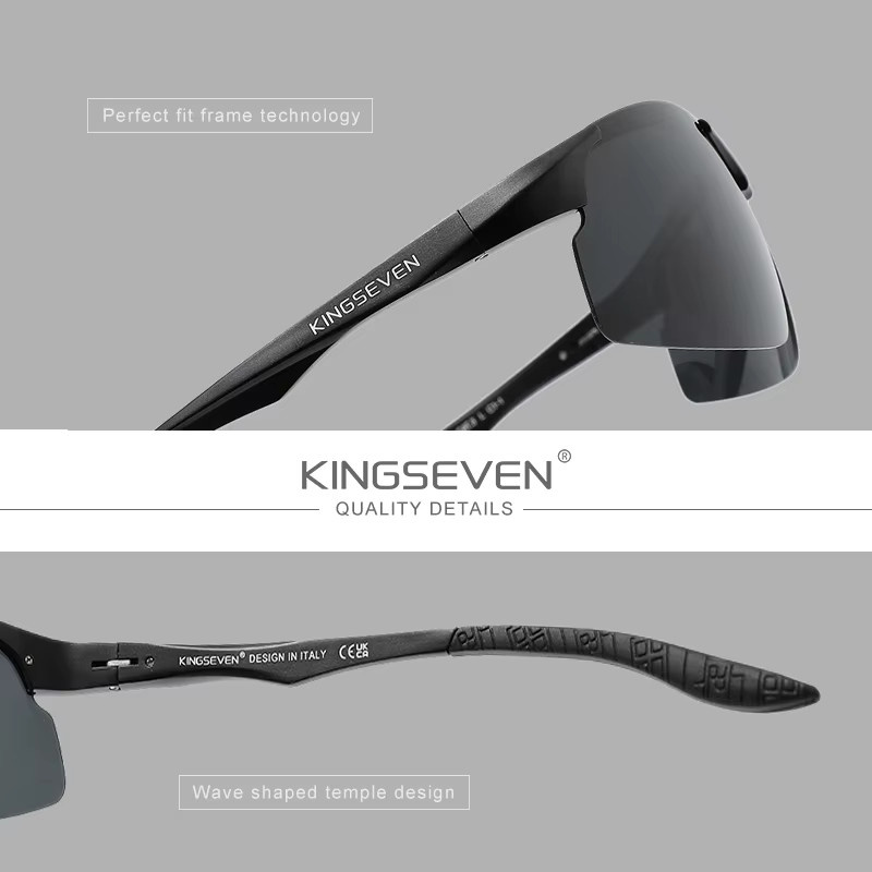 KINGSEVEN Sportsonnenbrille, Unisex, Schwarz, polarisiert - Bild 2