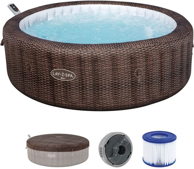 Bestway LAY-Z-SPA Bali aufblasbarer Whirlpool mit AirJet Technologie für 7 Personen in Braun, Durchmesser: 216 cm, Höhe: 71 cm - Bild 1