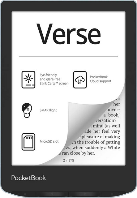 PocketBook Verse E-Book-Reader mit 6 Zoll E-Ink Display, 8 GB Speicher, Hellblau - Bild 1