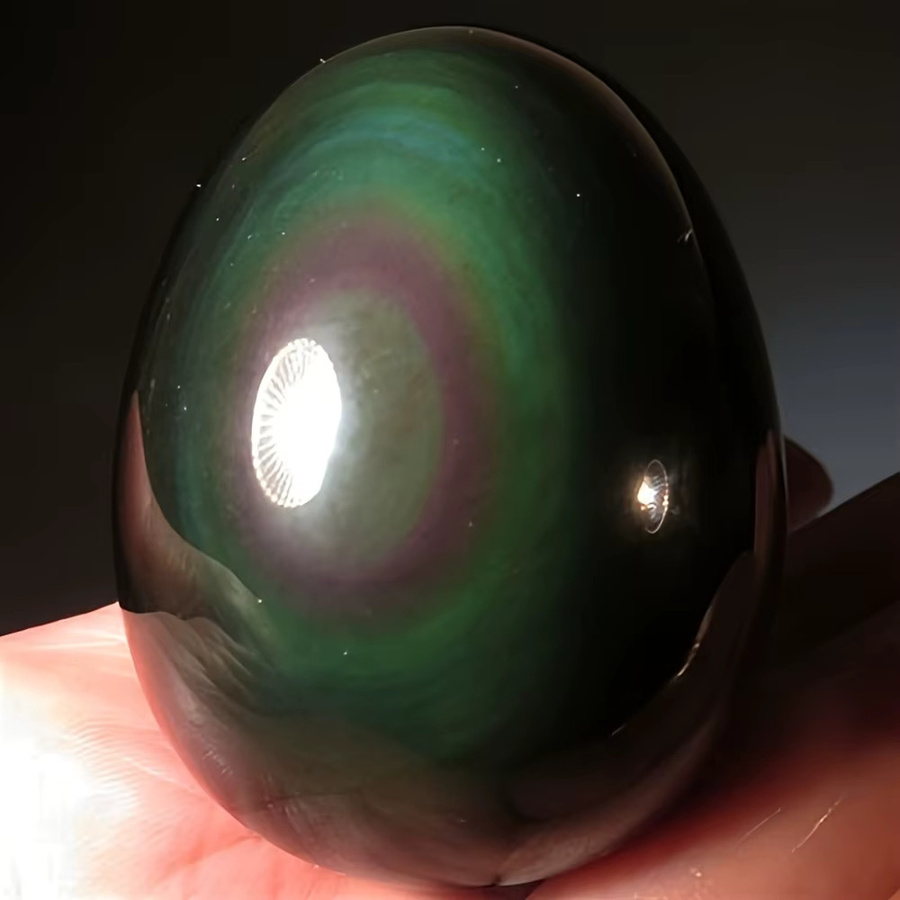 CrystalHola Regenbogen-Obsidian-Kristall in eiförmiger Form, multicolor, polierter Stein zur Heimdekoration - Bild 3
