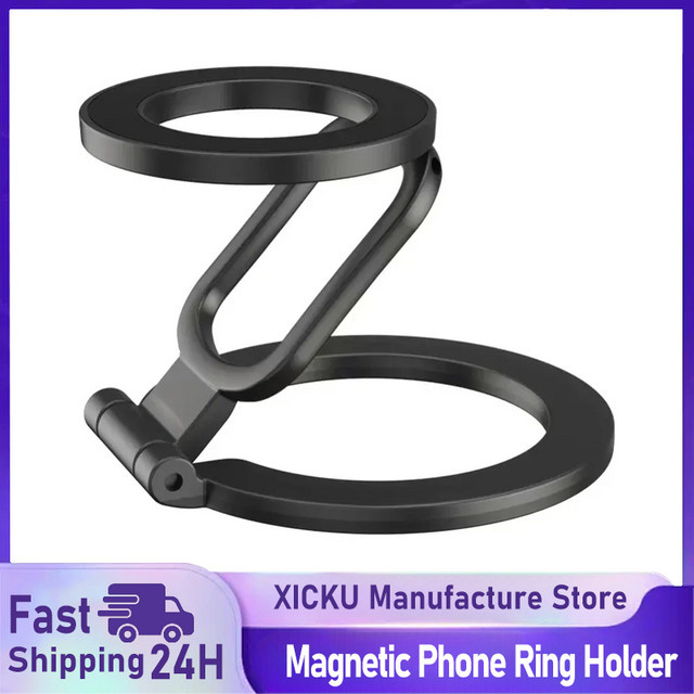 XIKCU Dual-Mode Magnetischer Ringständer für MagSafe iPhone 14 15 16 Pro Max in Schwarz - Bild 1