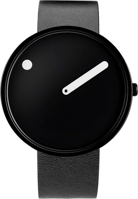 PICTO Analoguhr, Quarz, Edelstahl, 40 mm, Leder, Schwarz, Unisex - Bild 1