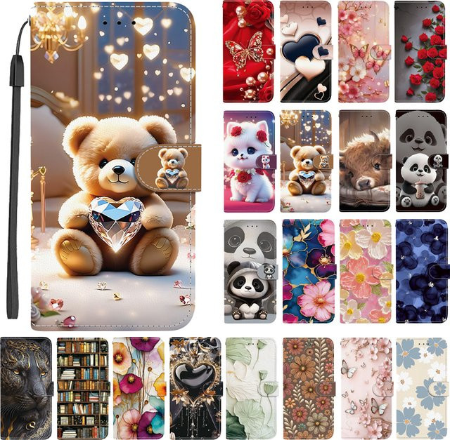 Magnetische Flip-Lederhülle mit Blumenmuster für Samsung Galaxy A15 A05 A25 A35 A55 5G, Geldbörsen-Handyhülle in Multicolour - Bild 1