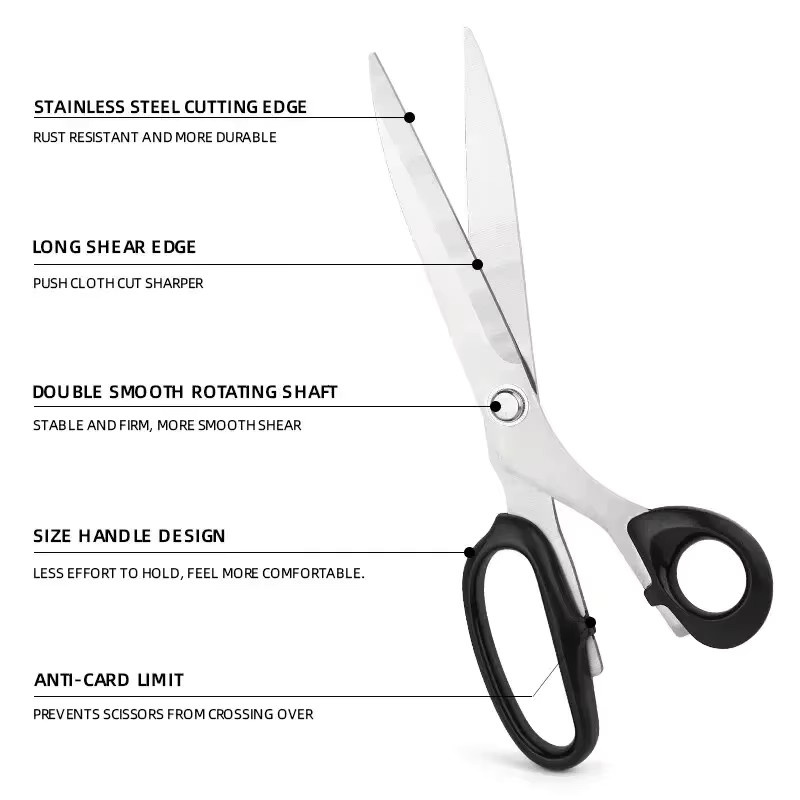 Professionelle Schneiderschere aus Edelstahl in Schwarz mit ergonomischem Griff für DIY-Nähprojekte und Bastelarbeiten - Bild 5