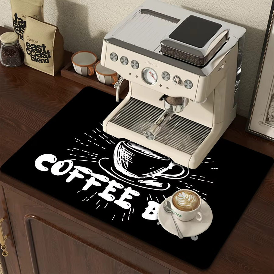 VIKAMA Kaffeematte für Kaffeemaschinen, wasserdicht, ölbeständig und hitzebeständig, Schwarz - Bild 2