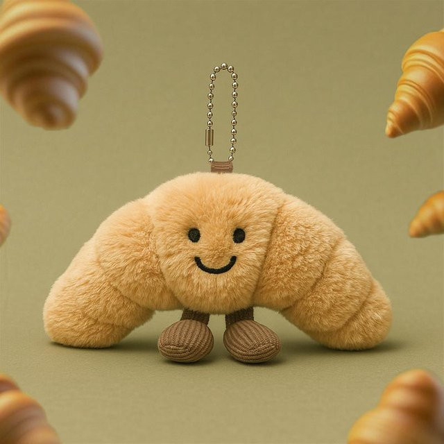 Schlüsselanhänger Smiley Plüsch, beige, Kinder - Bild 1