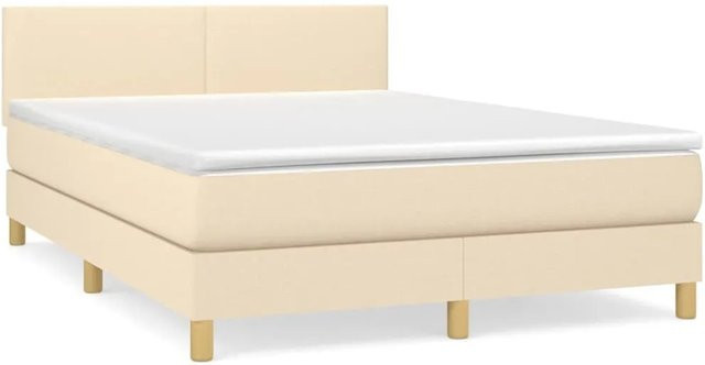 vidaXL Boxspringbett Hybrid mit Matratze und Taschenfederkern in Beige, B/T/H: 140 x 200 x 78 cm - Bild 1