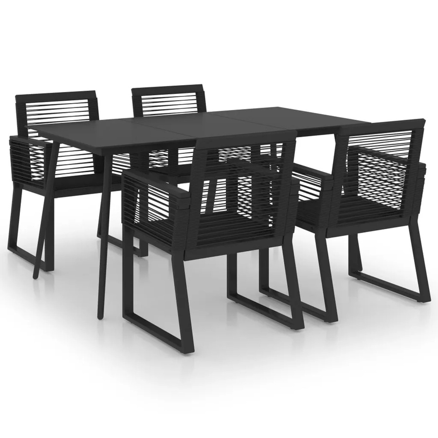vidaXL 5-tlg Garten-Essgruppe aus PVC-Rattan und Glas in Schwarz Modell 12 - Bild 2