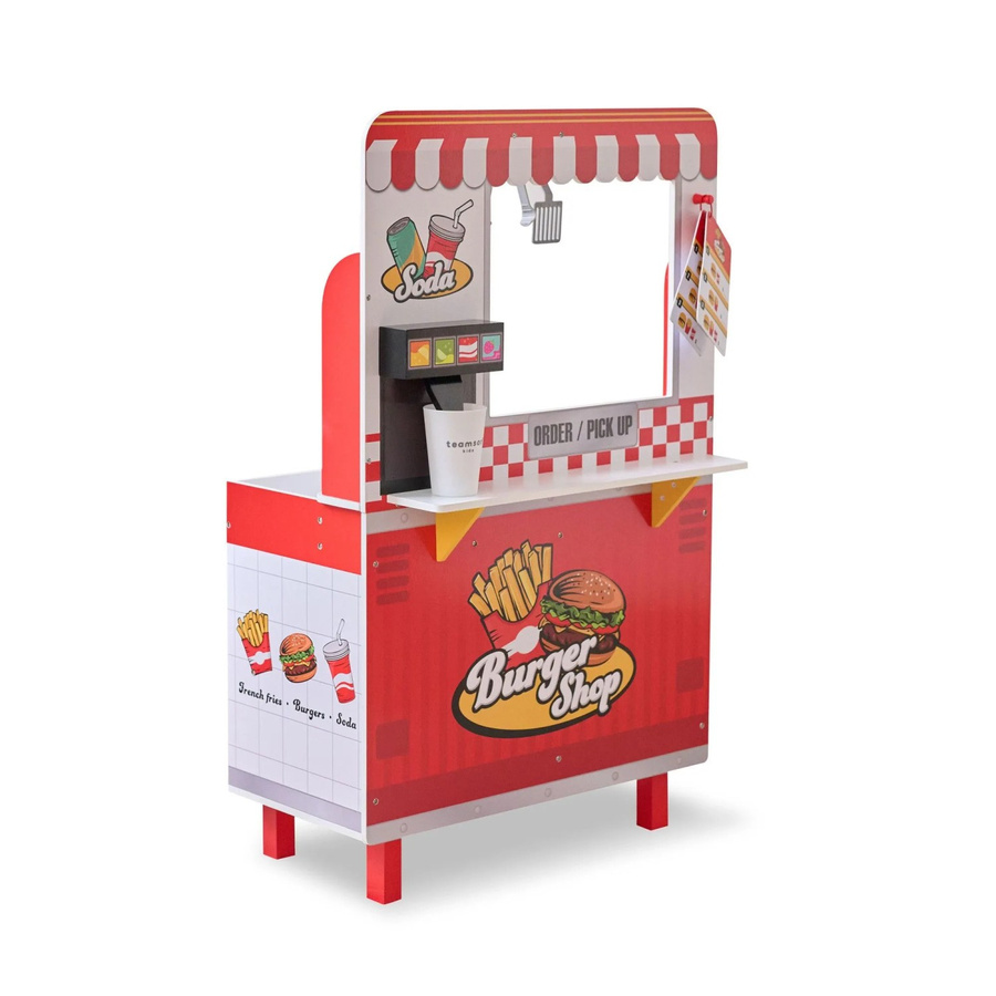 Teamson Kids Flip & Fry Burgerladen Spielset Rollenspiel in Rot aus Holz - Bild 2