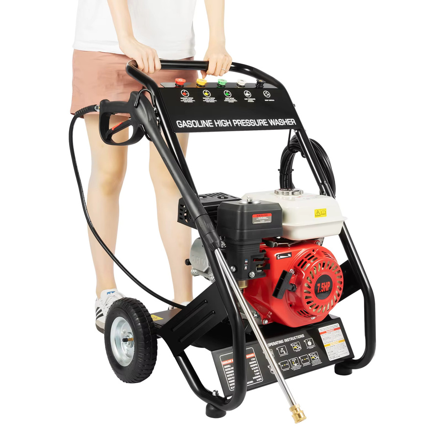 Bymaocar Benzin-Hochdruckreiniger mit 7,5 PS und 4-Takt-Motor, 2200 PSI, inklusive 5-in-1 Düse, Farbe: Rot - Bild 5