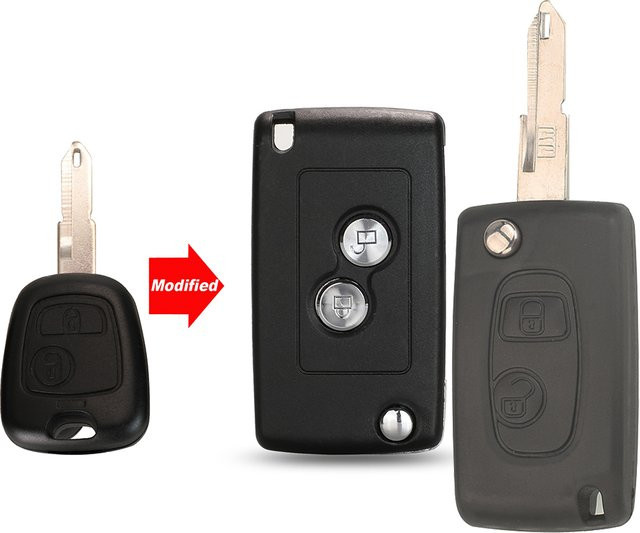 Jingyuqin Schlüsselhülle für Citroen C2 C3 Xsara Picasso und Peugeot 206 306 406 in Schwarz - Bild 1