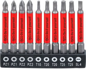 BGS Antirutsch-Bit-Satz magnetisch, 10-teilig, rot, Länge: 70 mm - Bild 1