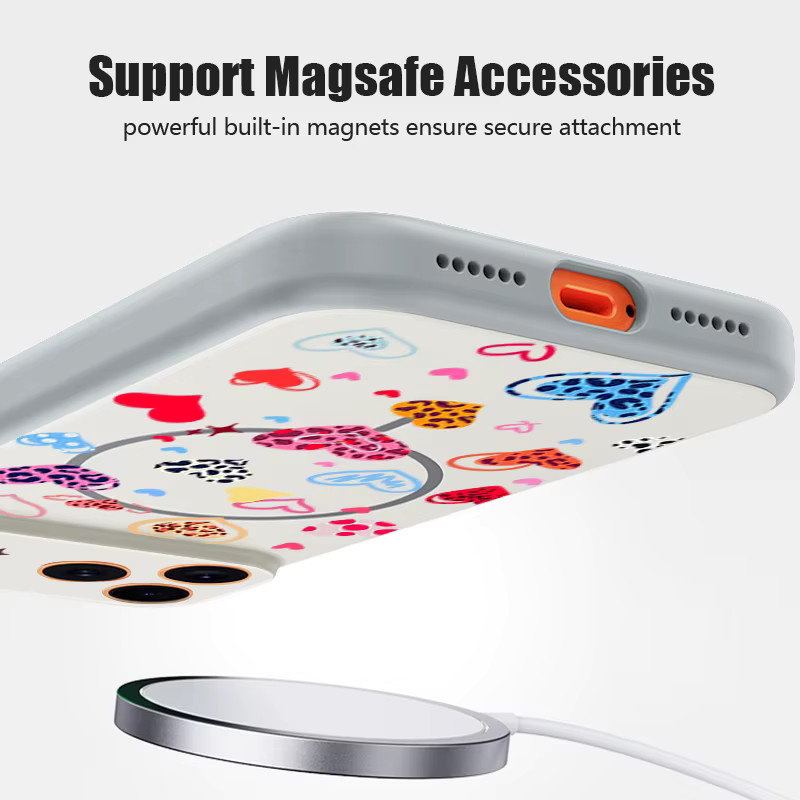 MOESOE Magnetische Handyhülle mit buntem Liebesherzmuster für iPhone 17 Pro Max, 16, 15, 14, 13 Pro Max, Hardcover mit MagSafe Wireless Charging Unterstützung, Mehrfarbig - Bild 3