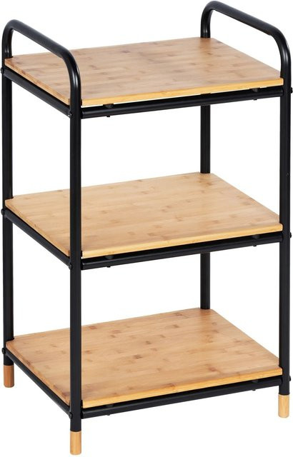 Wenko Regal Loft aus Bambus und pulverbeschichtetem Metall in Braun und Schwarz, B/T/H: 42 x 33,5 x 69 cm - Bild 1