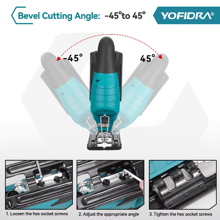 YOFIDRA Bürstenlose Elektrische Stichsäge mit Roter Linien-Laser für Holz und Rohre, Kompatibel mit Makita 18-21V Akku, Farbe: Rot - Bild 4