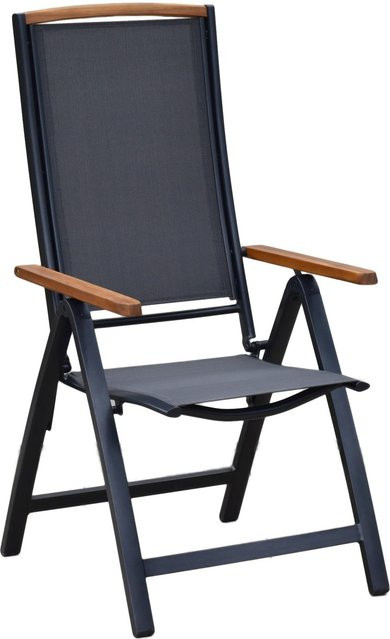 Merxx Klappstuhl Siena aus Aluminium mit Armlehnen und Textilene-Bezug in Grau - Bild 1