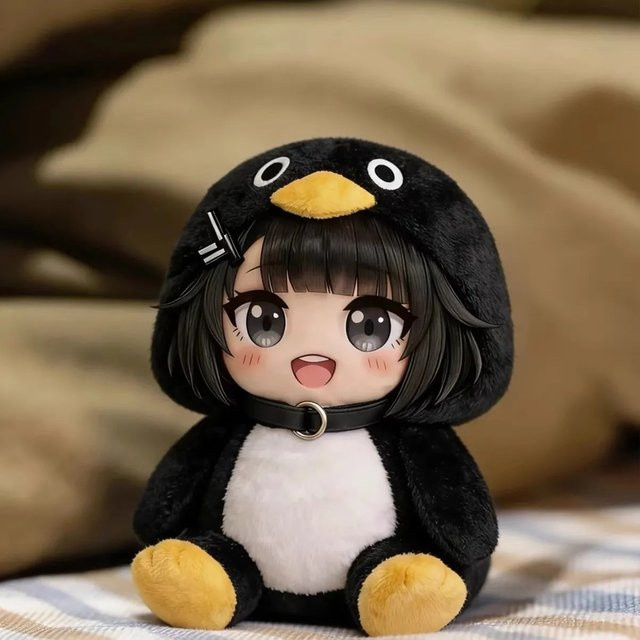 Bandai Arknights Q-Version Pinguin Chen Qianyu Figur, Beflockte Niedliche Puppe - Bild 1