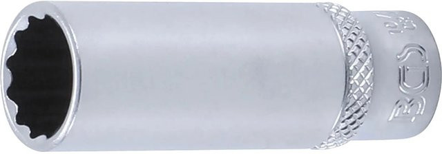BGS Steckschlüssel Einsatz Zwölfkant Tief 1/4 Zoll Antrieb 6 x 3 mm Schlüsselweite 12 mm aus Chrom-Vanadium in Silber - Bild 1