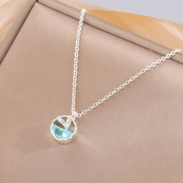 Halskette 925 Silber, Meerjungfrau, Blau Kristall, Unisex - Bild 1