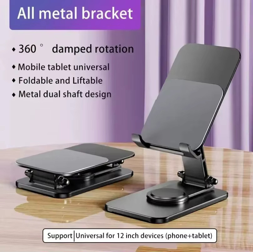 Opansten Vollmetall Telefonständer: 360 Grad drehbarer und faltbarer Schreibtischhalter für Smartphone und Tablet mit Anti-Rutsch-Design - Bild 2
