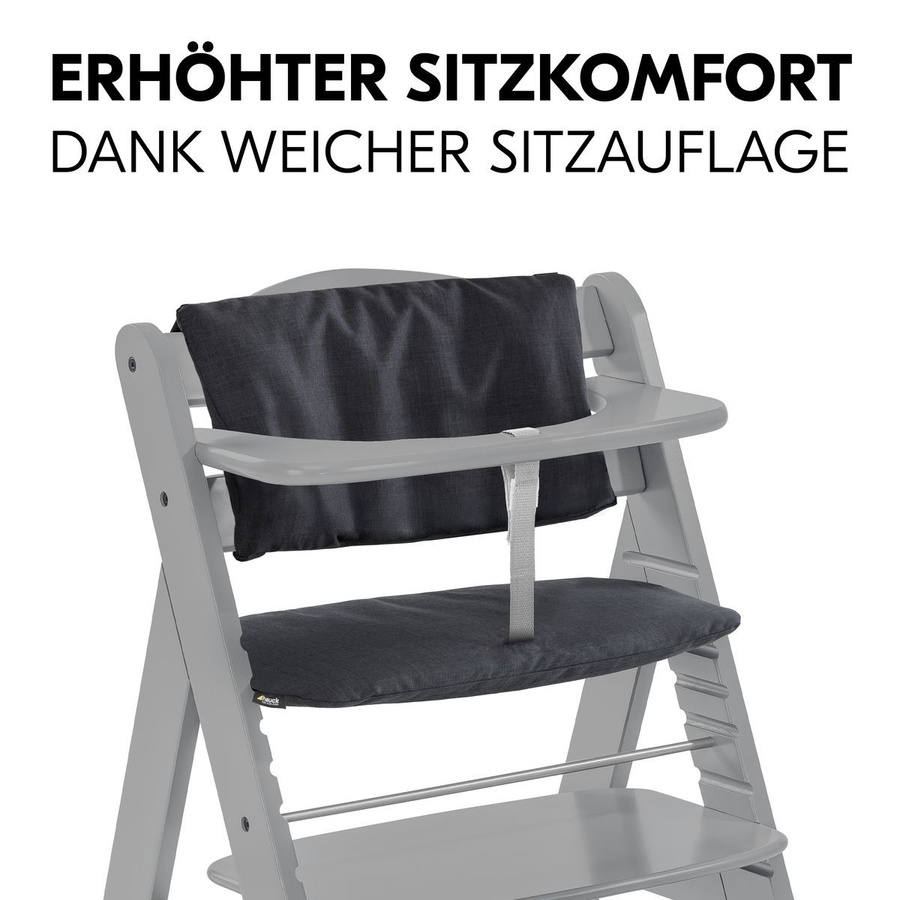 Hauck Alpha Plus Sparset Hochstuhl mit Sitzkissen in Melange Charcoal Grau und Schwarz - Bild 4