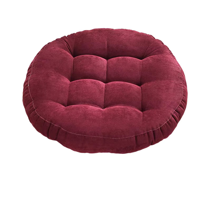 Inyahome Rundes Bodenkissen aus Corduroy für Meditation und Yoga in Rot und Blau - Bild 5