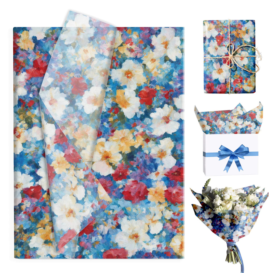 Floral Seidenpapier mit Schneebirnen-Blumenmuster für DIY Geschenke und Blumenverpackungen, Mehrfarbig - Bild 2