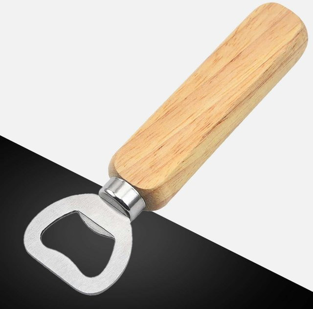 NATAWA Flaschenöffner aus Edelstahl mit braunem Holzgriff - Bild 1