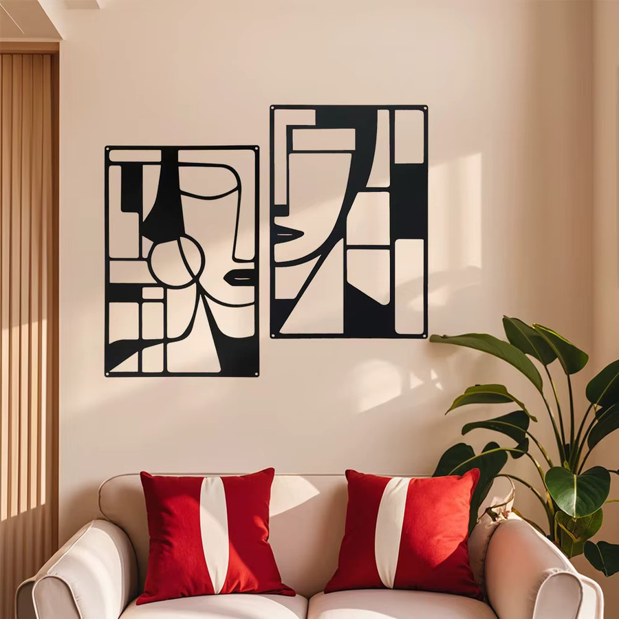 DDPNKL Abstrakte Metall-Wandkunst in Schwarz – Geometrische Wanddekoration aus Metall für ein modernes Zuhause - Bild 3