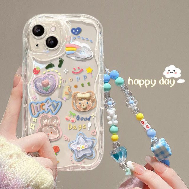 3D Cartoon Blumenkette Silikon Handyhülle für Apple iPhone Modelle in Transparent - Bild 1