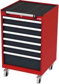 Stier Mobiler Schubladenschrank mit 6 Schubladen aus Stahl, rot/anthrazitgrau, B/T/H: 60,0 x 57,5 x 99,0 cm - Bild 1