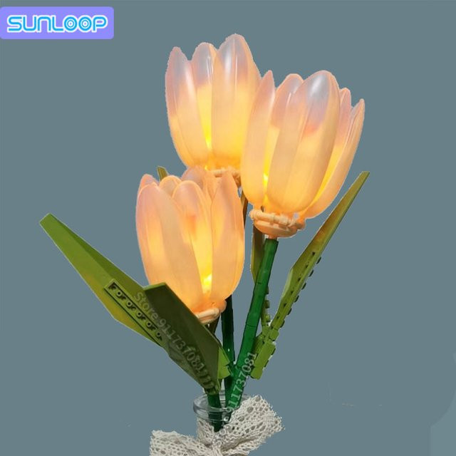 SUNVERY Tulpenstrauß-Bausteine Beleuchtete Ewige Tulpen-Dekoration - Bild 1