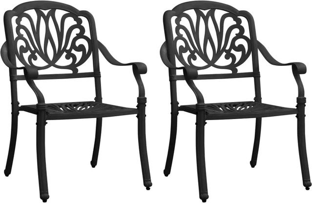 Furnicato Gartenstühle aus Aluminiumguss in Schwarz matt, 2er Set - Bild 1