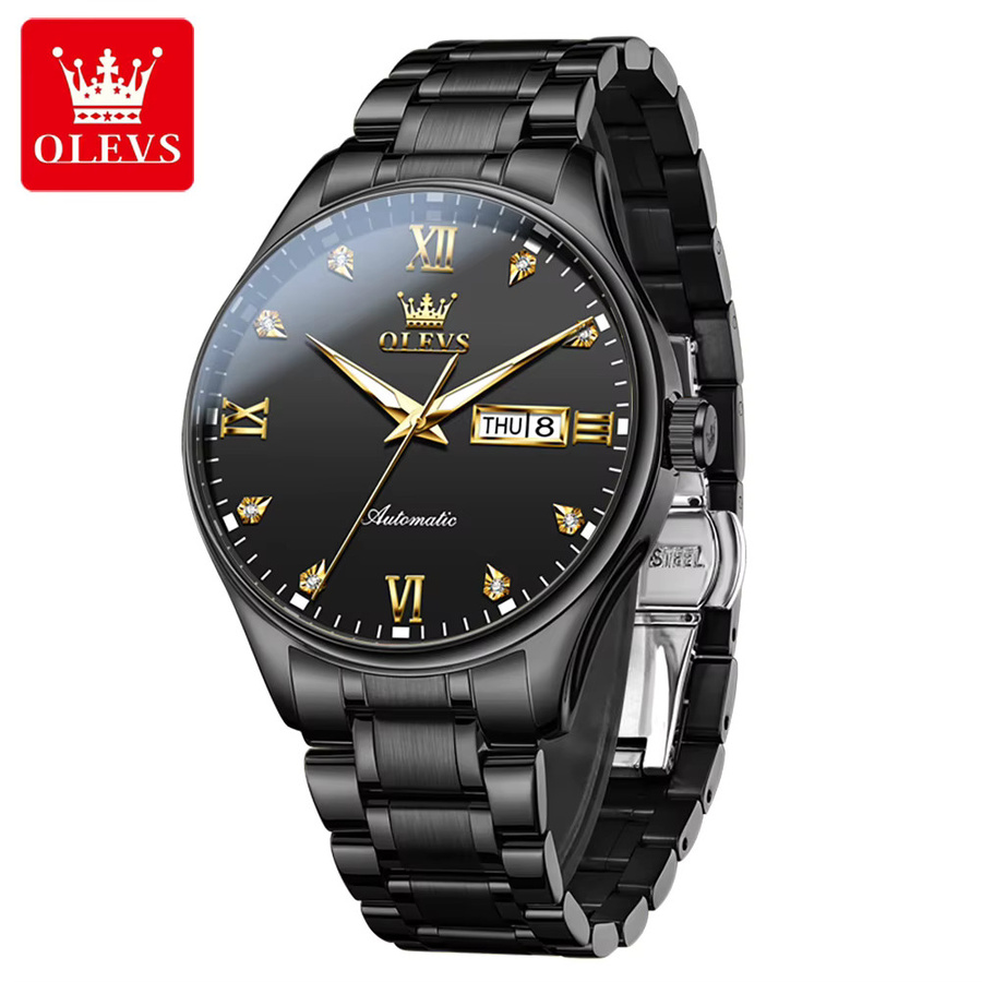 OLEVS Armbanduhr Automatik, Edelstahl, Schwarz, Herren - Bild 2