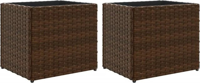 2er Set vidaXL Pflanzkübel aus PE-Rattan in Braun, B/T/H: 36 x 30 x 32 cm - Bild 1